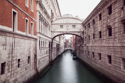 Canal passing through old building in city