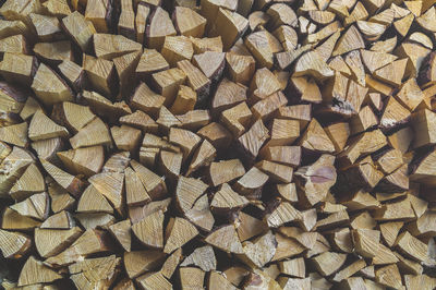 Full frame shot of logs in forest