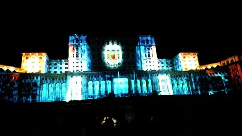 View of illuminated built structure