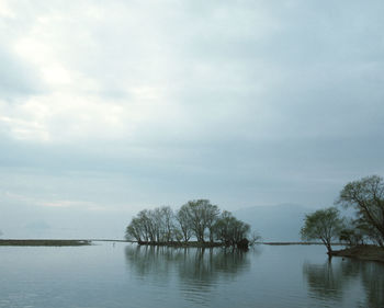 Scenic view of lake against sky