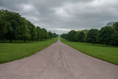 Road amidst trees against sky