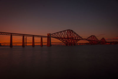 View of suspension bridge at night