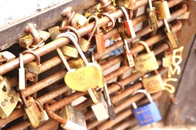 Close-up of padlocks