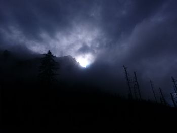 Low angle view of silhouette mountain against sky