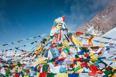 Low angle view of flags