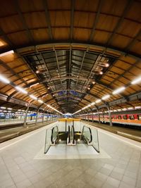 Illuminated railroad station