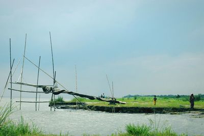 Ship in sea against sky