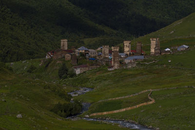 Houses on field