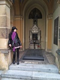 Full length of woman walking in temple