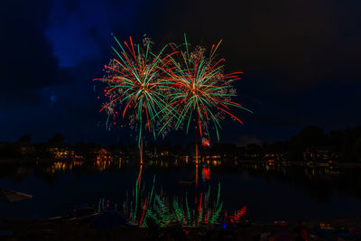 Celebration of independence day - fireworks over the lake