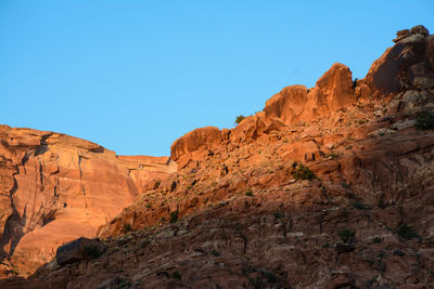 Low angle view of rocky mountain