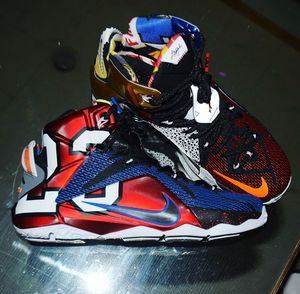 High angle view of multi colored shoes on table