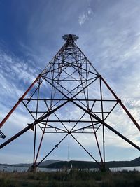 Low angle view of electricity pylon against sky