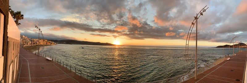 Panoramic view of sea against sky during sunset