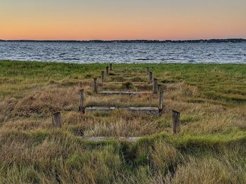 Scenic view of sea against sky during sunset