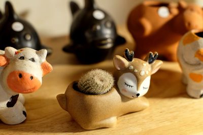 High angle view of stuffed toy on table