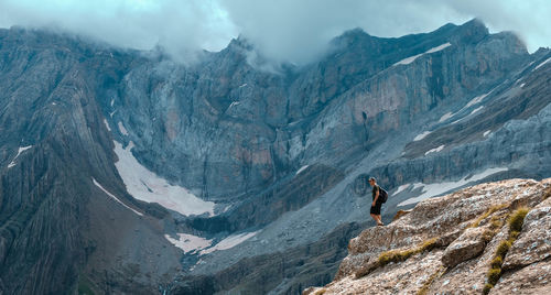 Panoramic view of people on mountain range