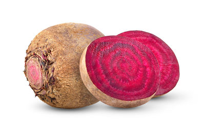 Close-up of strawberry against white background