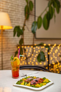 Close-up of drink on table