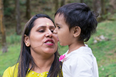 Portrait of mother and son