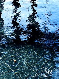 Close-up of water in lake against sky