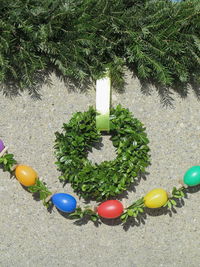 Close-up of christmas decorations on table