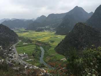 High angle view of landscape against sky