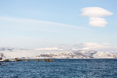 Scenic view of sea against sky during winter