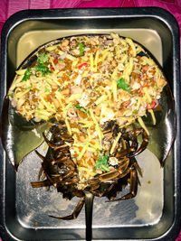 High angle view of meal