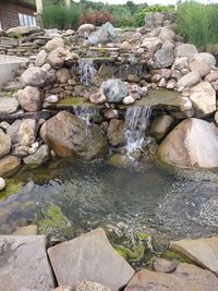 Water flowing through rocks