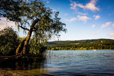 Scenic view of lake against sky