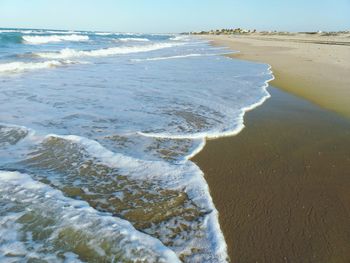 Waves rushing towards shore