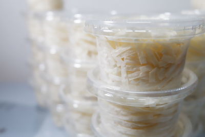 Close-up of ice cream in glass on table