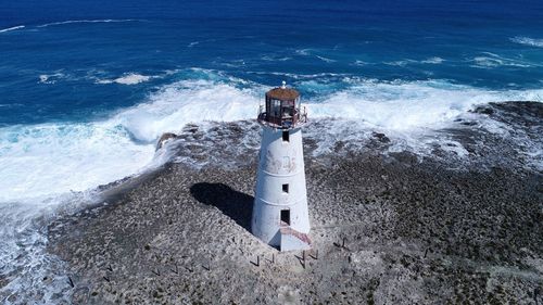 High angle view of sea against sky