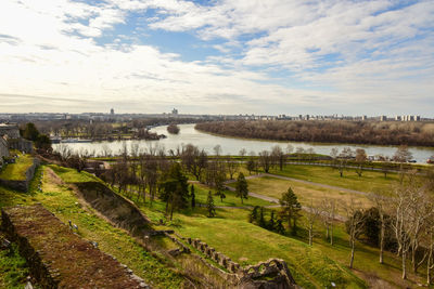 Scenic view of lake against sky