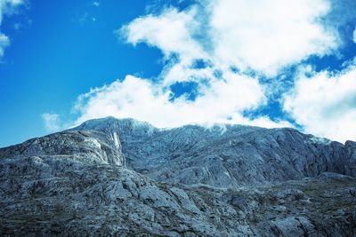 Low angle view of mountain against sky