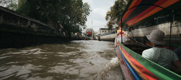 Scenic view of boat on river