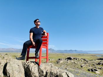 Red chair - eastern coast of iceland 