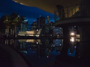 Illuminated buildings in city at night