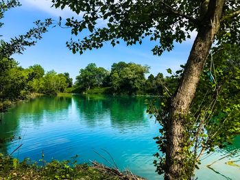 Scenic view of lake against sky