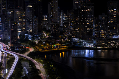 Illuminated city at night