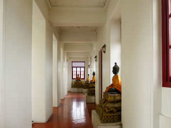 Rear view of man in corridor of building