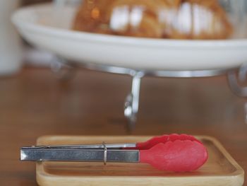 Close-up of food on table