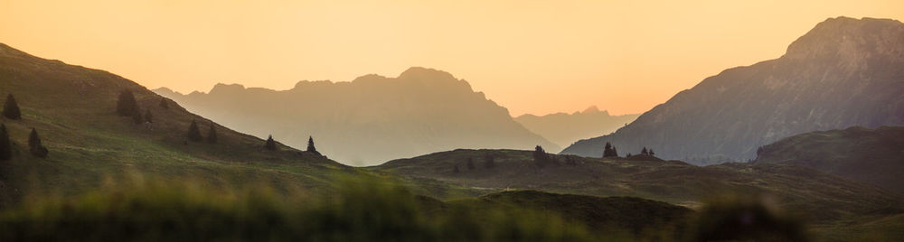 Panoramic view of mountains against sky