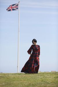 Elegant woman posing outdoors