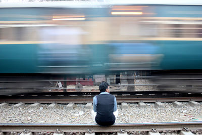 Train at railroad station platform