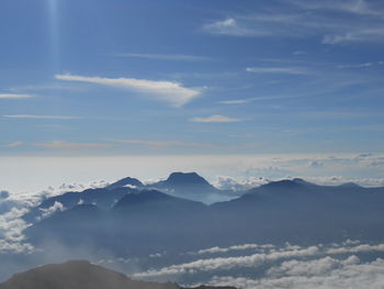 Low angle view of mountain range against sky