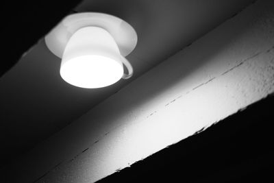 Low angle view of illuminated lamp
