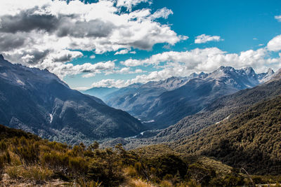 Scenic view of mountains against sky