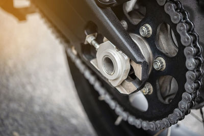 High angle view of bicycle wheel